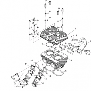 Цилиндровая группа РМЗ-500, 550, 551 и элементы систем впуска и выпуска